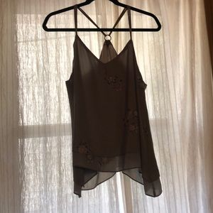 Green floral dressy tank.